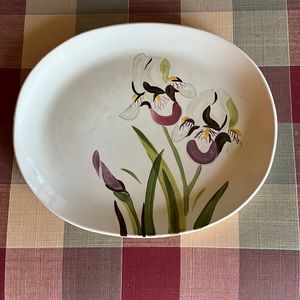 Red wing pottery iris pattern hand painted large platter